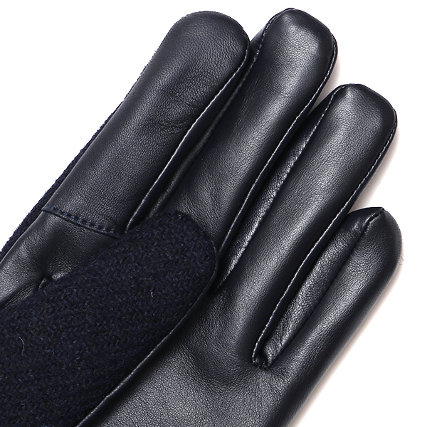 ハリスツイード 手袋 メンズ 防寒 暖かい 裏起毛 レザー 本革手袋 ブルー ネイビー 青色 日本製 ブランド 通勤 ビジネス クリスマス プレゼント ギフト 化粧箱付き おしゃれ 高級 KURODA(クロダ)