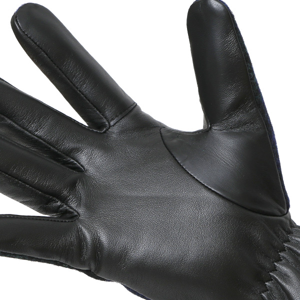 ハリスツイード 手袋 メンズ 防寒 暖かい 裏起毛 レザー 本革手袋 ブルー ネイビー 青色 日本製 ブランド 通勤 ビジネス クリスマス プレゼント ギフト 化粧箱付き おしゃれ 高級 KURODA(クロダ)