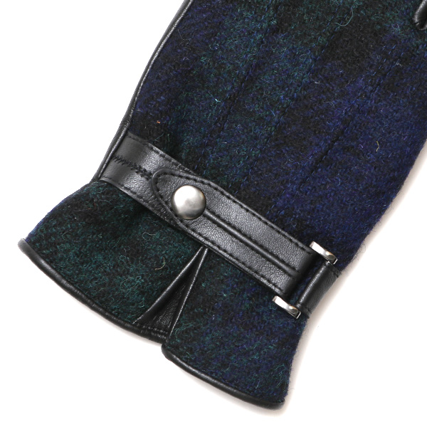 ハリスツイード 手袋 メンズ 防寒 暖かい 裏起毛 レザー 本革手袋 ブルー ネイビー 青色 日本製 ブランド 通勤 ビジネス クリスマス プレゼント ギフト 化粧箱付き おしゃれ 高級 KURODA(クロダ)