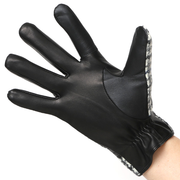 ハリスツイード 手袋 メンズ 防寒 暖かい 裏起毛 レザー 本革手袋 ブルー ネイビー 青色 日本製 ブランド 通勤 ビジネス クリスマス プレゼント ギフト 化粧箱付き おしゃれ 高級 KURODA(クロダ)