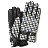 KURODA(クロダ) ハリスツイード スマホ操作可能 羊革 ベルト付き メンズ 本革手袋 ネイビー/千鳥