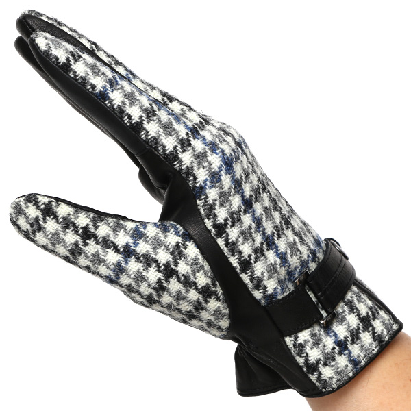 ハリスツイード 手袋 メンズ 防寒 暖かい 裏起毛 レザー 本革手袋 ブルー ネイビー 青色 日本製 ブランド 通勤 ビジネス クリスマス プレゼント ギフト 化粧箱付き おしゃれ 高級 KURODA(クロダ)