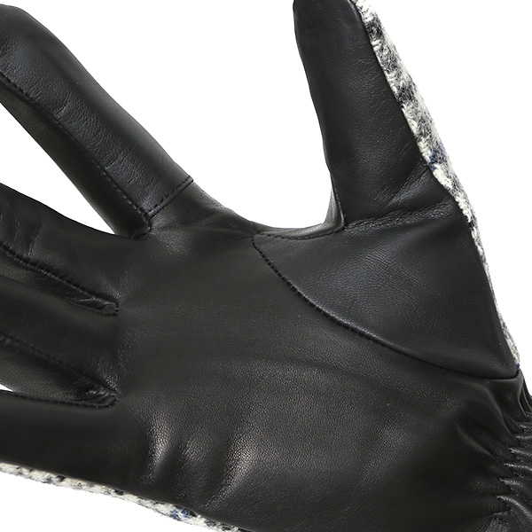 ハリスツイード 手袋 メンズ 防寒 暖かい 裏起毛 レザー 本革手袋 ブルー ネイビー 青色 日本製 ブランド 通勤 ビジネス クリスマス プレゼント ギフト 化粧箱付き おしゃれ 高級 KURODA(クロダ)