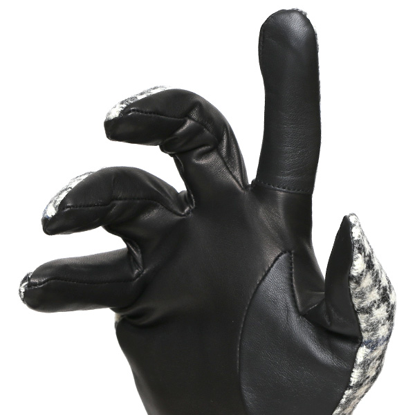 ハリスツイード 手袋 メンズ 防寒 暖かい 裏起毛 レザー 本革手袋 ブルー ネイビー 青色 日本製 ブランド 通勤 ビジネス クリスマス プレゼント ギフト 化粧箱付き おしゃれ 高級 KURODA(クロダ)