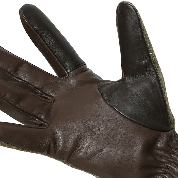 ハリスツイード 手袋 メンズ 防寒 暖かい 裏起毛 レザー 本革手袋 グリーン 緑色 日本製 ブランド 通勤 ビジネス クリスマス プレゼント ギフト 化粧箱付き おしゃれ 高級 KURODA(クロダ)