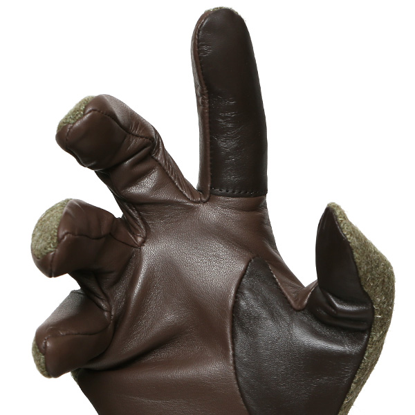 ハリスツイード 手袋 メンズ 防寒 暖かい 裏起毛 レザー 本革手袋 グリーン 緑色 日本製 ブランド 通勤 ビジネス クリスマス プレゼント ギフト 化粧箱付き おしゃれ 高級 KURODA(クロダ)