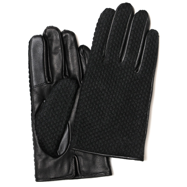  KURODA(クロダ) 革手袋 メンズ 鹿子編みニット×羊革 スマホ操作可能 本革 裏起毛 ブラック 黒 黒色 30代 40代 50代 男性 仕事 通勤 ビジネス プレゼント 化粧箱付き おしゃれ 暖かい 高級 KURODA(クロダ)