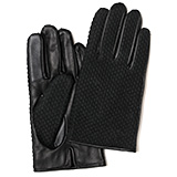KURODA(クロダ) 鹿子編みニット 羊革 スマホ操作可能 メンズ 本革手袋 ブラック