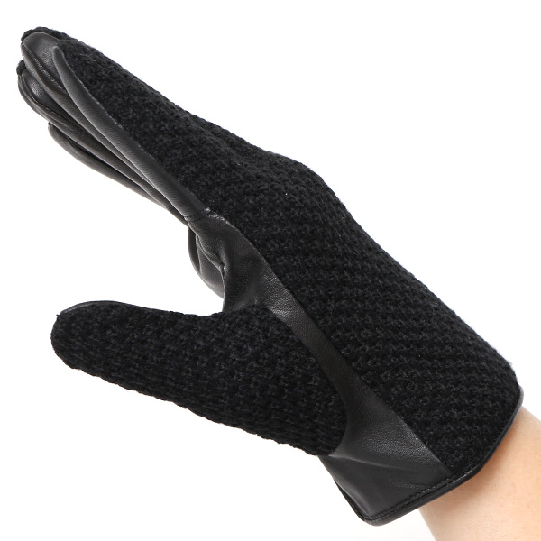  KURODA(クロダ) 革手袋 メンズ 鹿子編みニット×羊革 スマホ操作可能 本革 裏起毛 ブラック 黒 黒色 30代 40代 50代 男性 仕事 通勤 ビジネス プレゼント 化粧箱付き おしゃれ 暖かい 高級 KURODA(クロダ)