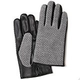 KURODA(クロダ) 鹿子編みニット 羊革 スマホ操作可能 メンズ 本革手袋 グレー