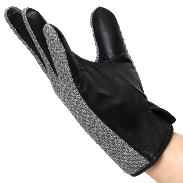  KURODA(クロダ) 革手袋 メンズ 鹿子編みニット×羊革 スマホ操作可能 本革 裏起毛 グレー グレイ 灰色 30代 40代 50代 男性 仕事 通勤 ビジネス プレゼント 化粧箱付き おしゃれ 暖かい 高級 KURODA(クロダ)
