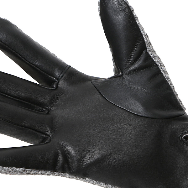  KURODA(クロダ) 革手袋 メンズ 鹿子編みニット×羊革 スマホ操作可能 本革 裏起毛 グレー グレイ 灰色 30代 40代 50代 男性 仕事 通勤 ビジネス プレゼント 化粧箱付き おしゃれ 暖かい 高級 KURODA(クロダ)