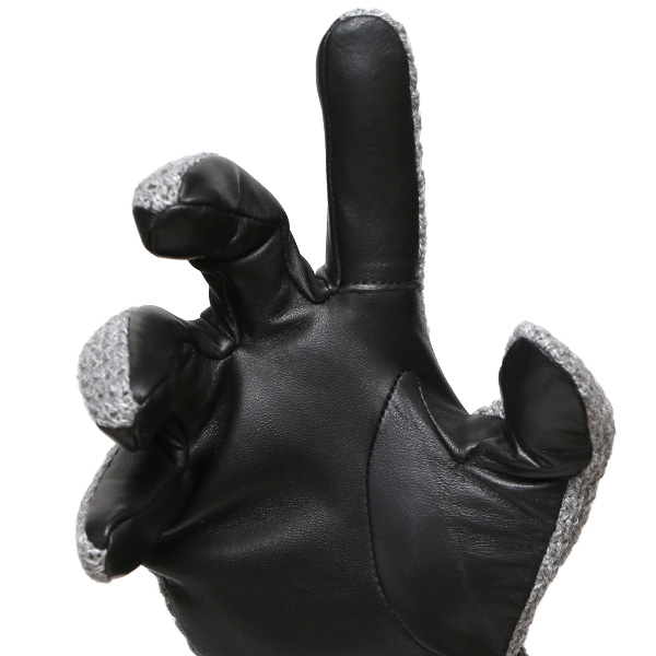  KURODA(クロダ) 革手袋 メンズ 鹿子編みニット×羊革 スマホ操作可能 本革 裏起毛 グレー グレイ 灰色 30代 40代 50代 男性 仕事 通勤 ビジネス プレゼント 化粧箱付き おしゃれ 暖かい 高級 KURODA(クロダ)