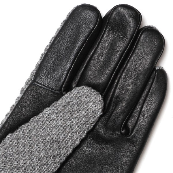  KURODA(クロダ) 革手袋 メンズ 鹿子編みニット×羊革 スマホ操作可能 本革 裏起毛 グレー グレイ 灰色 30代 40代 50代 男性 仕事 通勤 ビジネス プレゼント 化粧箱付き おしゃれ 暖かい 高級 KURODA(クロダ)