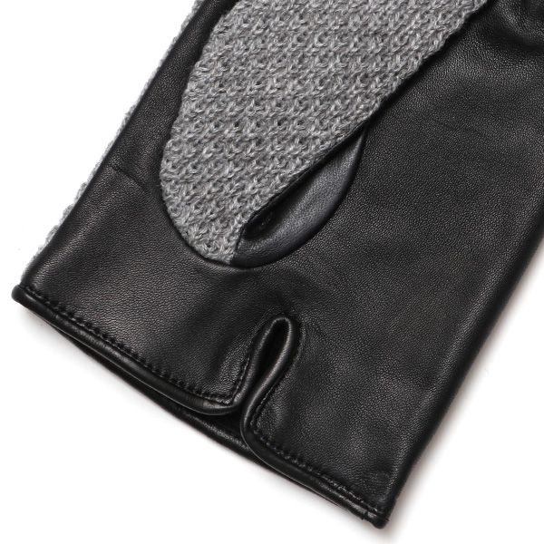  KURODA(クロダ) 革手袋 メンズ 鹿子編みニット×羊革 スマホ操作可能 本革 裏起毛 グレー グレイ 灰色 30代 40代 50代 男性 仕事 通勤 ビジネス プレゼント 化粧箱付き おしゃれ 暖かい 高級 KURODA(クロダ)