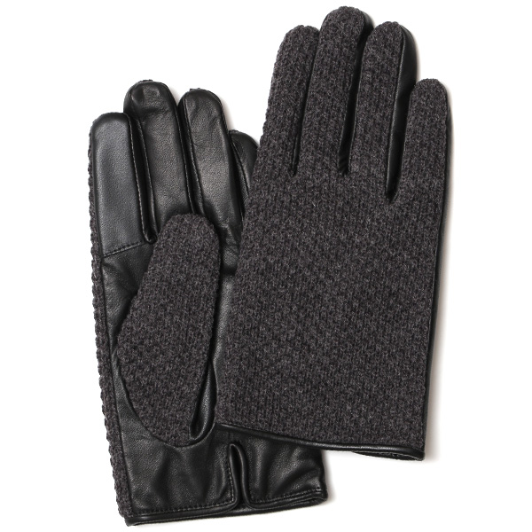 KURODA(クロダ) 革手袋 メンズ 鹿子編みニット×羊革 スマホ操作可能 本革 裏起毛 グレー グレイ 灰色 30代 40代 50代 男性 仕事 通勤 ビジネス プレゼント 化粧箱付き おしゃれ 暖かい 高級 KURODA(クロダ)