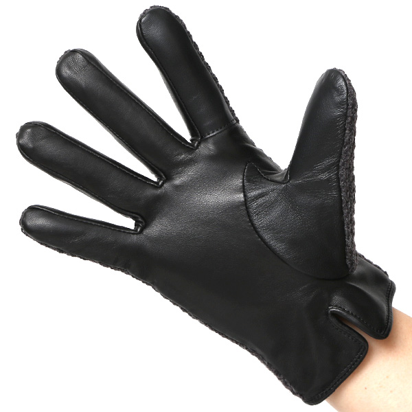 KURODA(クロダ) 革手袋 メンズ 鹿子編みニット×羊革 スマホ操作可能 本革 裏起毛 グレー グレイ 灰色 30代 40代 50代 男性 仕事 通勤 ビジネス プレゼント 化粧箱付き おしゃれ 暖かい 高級 KURODA(クロダ)