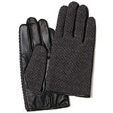 KURODA(クロダ) 鹿子編みニット 羊革 スマホ操作可能 メンズ 本革手袋 チャコール