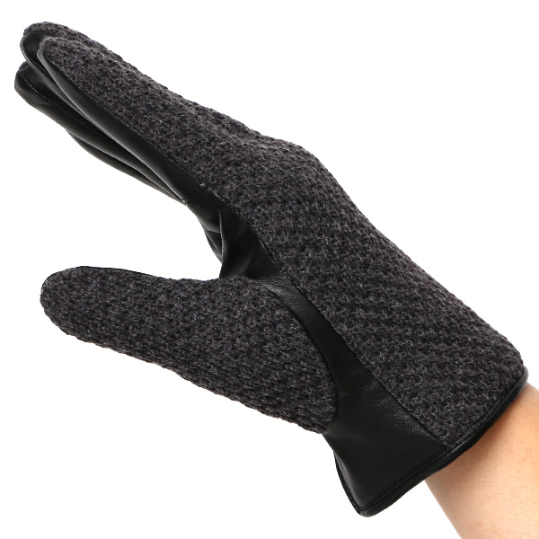 KURODA(クロダ) 革手袋 メンズ 鹿子編みニット×羊革 スマホ操作可能 本革 裏起毛 グレー グレイ 灰色 30代 40代 50代 男性 仕事 通勤 ビジネス プレゼント 化粧箱付き おしゃれ 暖かい 高級 KURODA(クロダ)
