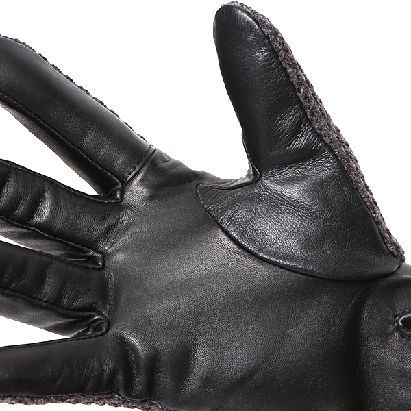 KURODA(クロダ) 革手袋 メンズ 鹿子編みニット×羊革 スマホ操作可能 本革 裏起毛 グレー グレイ 灰色 30代 40代 50代 男性 仕事 通勤 ビジネス プレゼント 化粧箱付き おしゃれ 暖かい 高級 KURODA(クロダ)