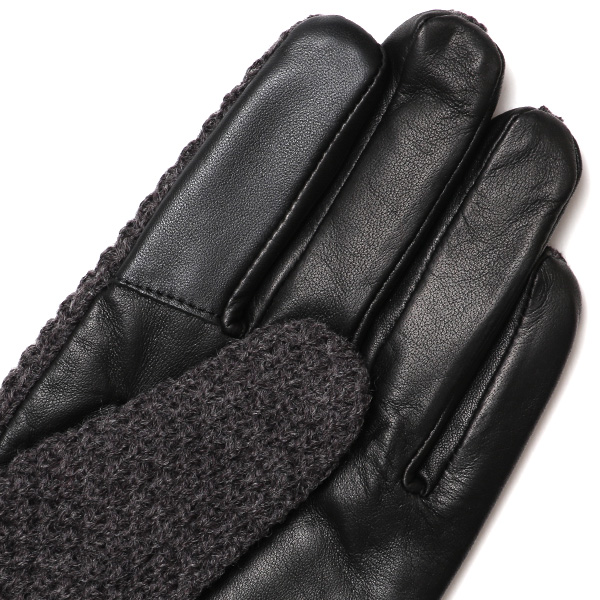 KURODA(クロダ) 革手袋 メンズ 鹿子編みニット×羊革 スマホ操作可能 本革 裏起毛 グレー グレイ 灰色 30代 40代 50代 男性 仕事 通勤 ビジネス プレゼント 化粧箱付き おしゃれ 暖かい 高級 KURODA(クロダ)