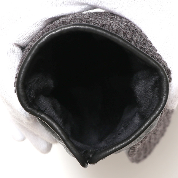 KURODA(クロダ) 革手袋 メンズ 鹿子編みニット×羊革 スマホ操作可能 本革 裏起毛 グレー グレイ 灰色 30代 40代 50代 男性 仕事 通勤 ビジネス プレゼント 化粧箱付き おしゃれ 暖かい 高級 KURODA(クロダ)