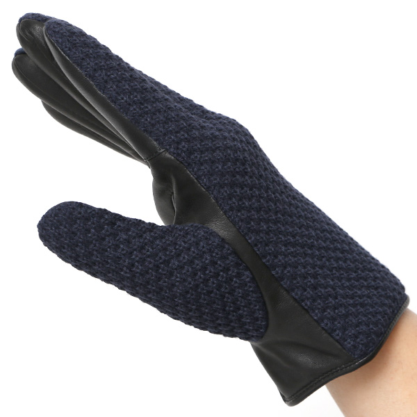 KURODA(クロダ) 革手袋 メンズ 鹿子編みニット×羊革 スマホ操作可能 本革 裏起毛 ブルー ネイビー 青色 30代 40代 50代 男性 仕事 通勤 ビジネス プレゼント 化粧箱付き おしゃれ 暖かい 高級 KURODA(クロダ)