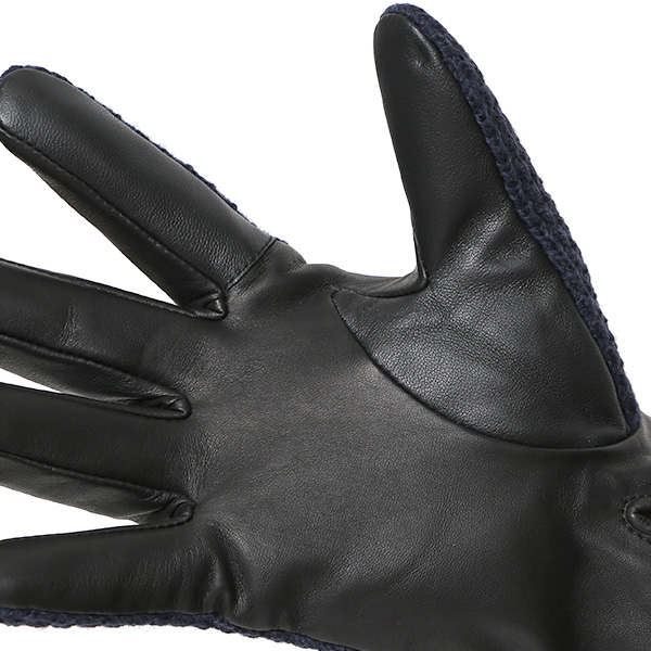 KURODA(クロダ) 革手袋 メンズ 鹿子編みニット×羊革 スマホ操作可能 本革 裏起毛 ブルー ネイビー 青色 30代 40代 50代 男性 仕事 通勤 ビジネス プレゼント 化粧箱付き おしゃれ 暖かい 高級 KURODA(クロダ)