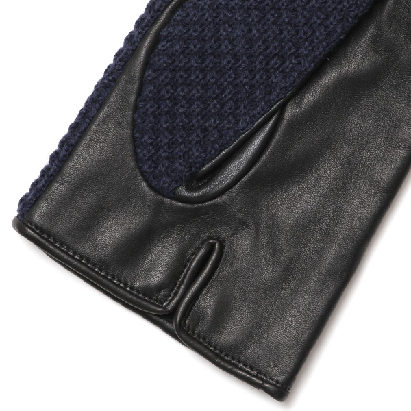 KURODA(クロダ) 革手袋 メンズ 鹿子編みニット×羊革 スマホ操作可能 本革 裏起毛 ブルー ネイビー 青色 30代 40代 50代 男性 仕事 通勤 ビジネス プレゼント 化粧箱付き おしゃれ 暖かい 高級 KURODA(クロダ)