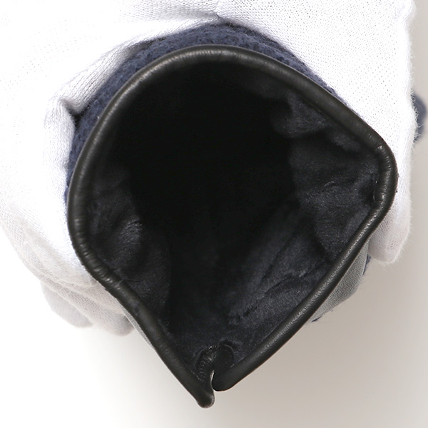 KURODA(クロダ) 革手袋 メンズ 鹿子編みニット×羊革 スマホ操作可能 本革 裏起毛 ブルー ネイビー 青色 30代 40代 50代 男性 仕事 通勤 ビジネス プレゼント 化粧箱付き おしゃれ 暖かい 高級 KURODA(クロダ)