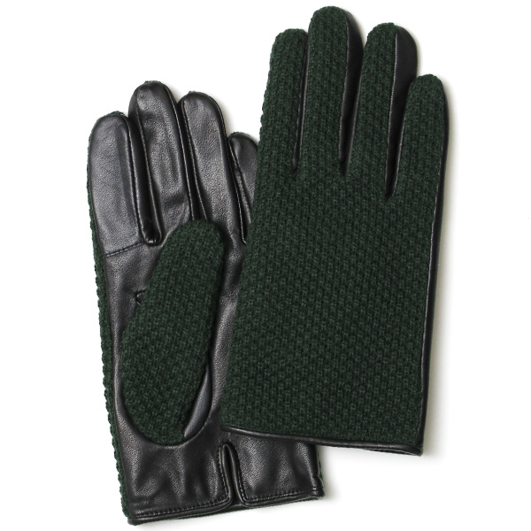  KURODA(クロダ) 革手袋 メンズ 鹿子編みニット×羊革 スマホ操作可能 本革 裏起毛 グリーン 緑色 30代 40代 50代 男性 仕事 通勤 ビジネス プレゼント 化粧箱付き おしゃれ 暖かい 高級 KURODA(クロダ)