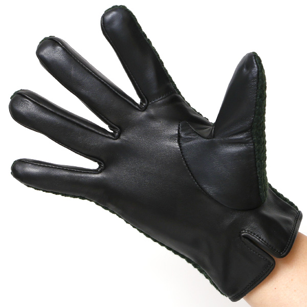  KURODA(クロダ) 革手袋 メンズ 鹿子編みニット×羊革 スマホ操作可能 本革 裏起毛 グリーン 緑色 30代 40代 50代 男性 仕事 通勤 ビジネス プレゼント 化粧箱付き おしゃれ 暖かい 高級 KURODA(クロダ)