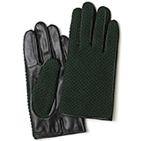 KURODA(クロダ) 鹿子編みニット 羊革 スマホ操作可能 メンズ 本革手袋 グリーン