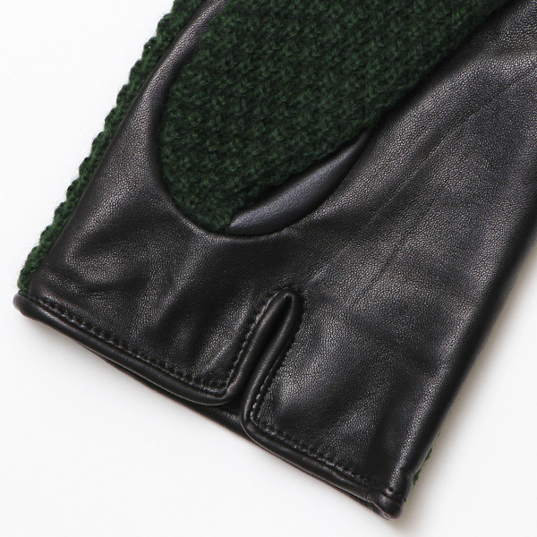  KURODA(クロダ) 革手袋 メンズ 鹿子編みニット×羊革 スマホ操作可能 本革 裏起毛 グリーン 緑色 30代 40代 50代 男性 仕事 通勤 ビジネス プレゼント 化粧箱付き おしゃれ 暖かい 高級 KURODA(クロダ)