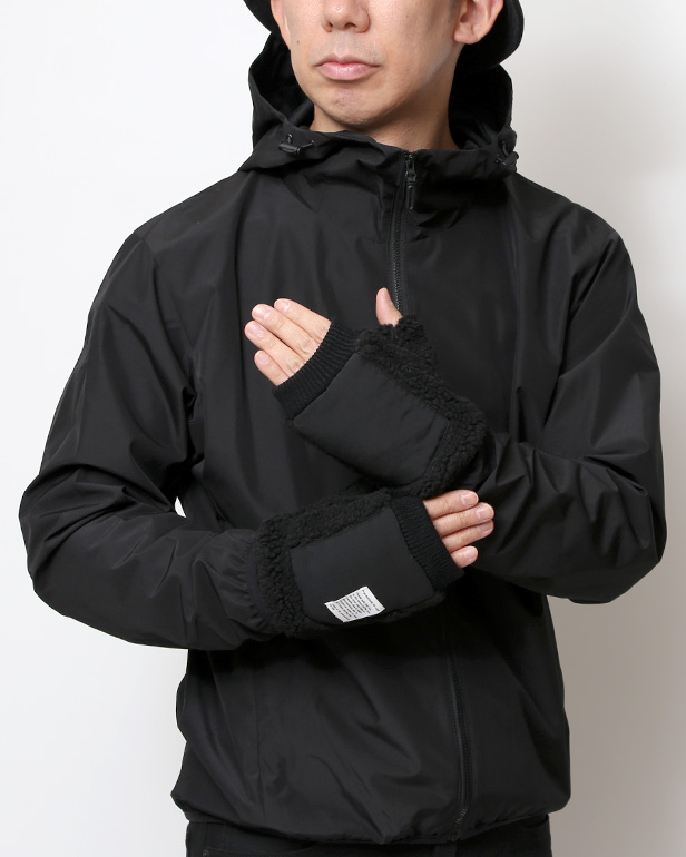 手袋 メンズ ボア フィンガーレス 暖かい 裏起毛 防寒 日本企画 ブランド ブラック 黒 黒色 タッチパネル スマホ操作可能 アメカジ アウトドア スポーツ おしゃれ 指無し グローブ KURODA(クロダ)