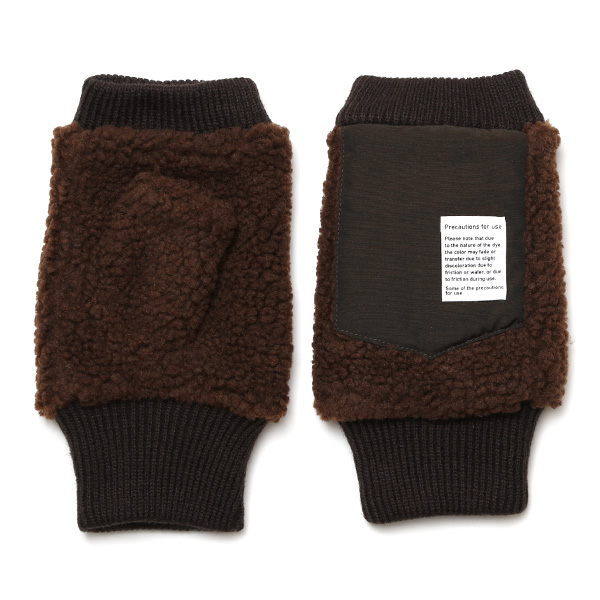  手袋 メンズ ボア フィンガーレス 暖かい 裏起毛 防寒 日本企画 ブランド ブラウン 茶 茶色 タッチパネル スマホ操作可能 アメカジ アウトドア スポーツ おしゃれ 指無し グローブ KURODA(クロダ)