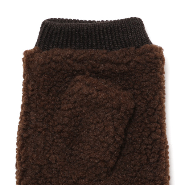  手袋 メンズ ボア フィンガーレス 暖かい 裏起毛 防寒 日本企画 ブランド ブラウン 茶 茶色 タッチパネル スマホ操作可能 アメカジ アウトドア スポーツ おしゃれ 指無し グローブ KURODA(クロダ)