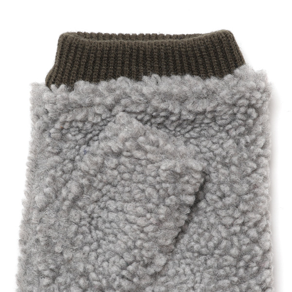  手袋 メンズ ボア フィンガーレス 暖かい 裏起毛 防寒 日本企画 ブランド グレー グレイ 灰色 タッチパネル スマホ操作可能 アメカジ アウトドア スポーツ おしゃれ 指無し グローブ KURODA(クロダ)