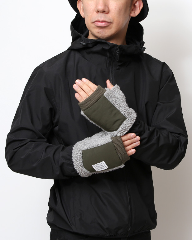 手袋 メンズ ボア フィンガーレス 暖かい 裏起毛 防寒 日本企画 ブランド グレー グレイ 灰色 タッチパネル スマホ操作可能 アメカジ アウトドア スポーツ おしゃれ 指無し グローブ KURODA(クロダ)