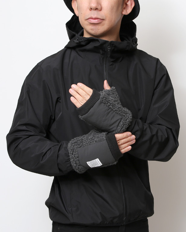 手袋 メンズ ボア フィンガーレス 暖かい 裏起毛 防寒 日本企画 ブランド ダークグレー グレー グレイ 灰色 タッチパネル スマホ操作可能 アメカジ アウトドア スポーツ おしゃれ 指無し グローブ KURODA(クロダ)