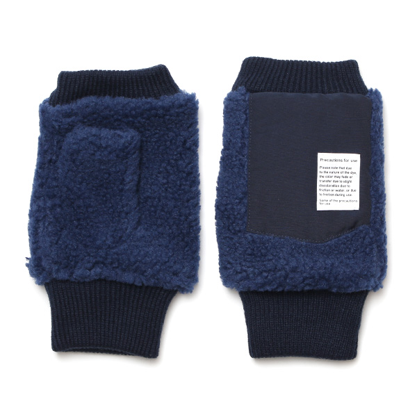  手袋 メンズ ボア フィンガーレス 暖かい 裏起毛 防寒 日本企画 ブランド ブルー ネイビー 青色 タッチパネル スマホ操作可能 アメカジ アウトドア スポーツ おしゃれ 指無し グローブ KURODA(クロダ)