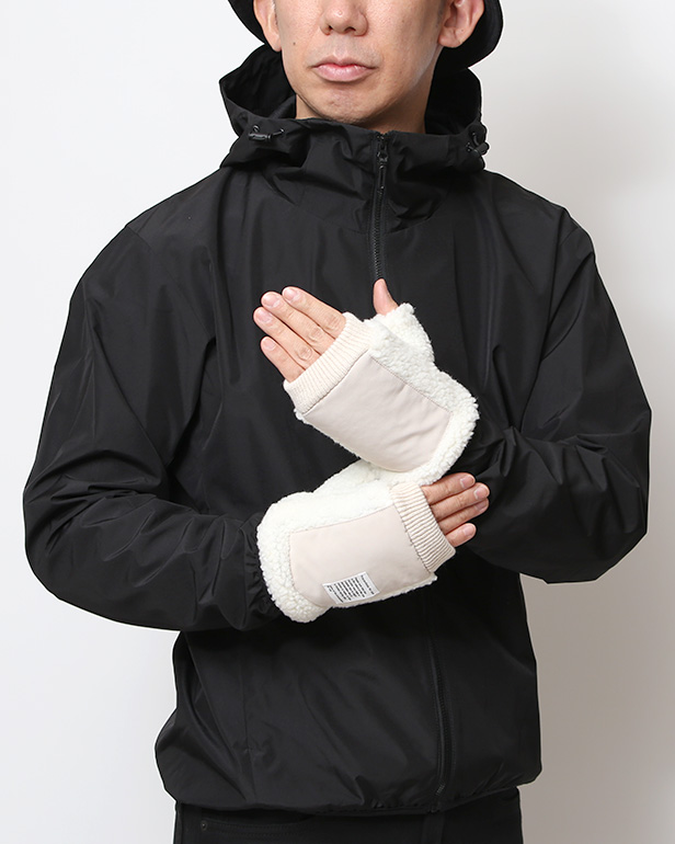 手袋 メンズ ボア フィンガーレス 暖かい 裏起毛 防寒 日本企画 ブランド ホワイト 白色 タッチパネル スマホ操作可能 アメカジ アウトドア スポーツ おしゃれ 指無し グローブ KURODA(クロダ)