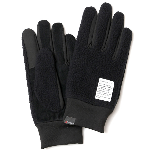 手袋 メンズ ボア 暖かい 裏起毛 防寒 日本製 ブランド ブラック 黒 黒色 タッチパネル スマホ操作可能 アメカジ アウトドア スポーツ おしゃれ 指無し グローブ KURODA(クロダ)
