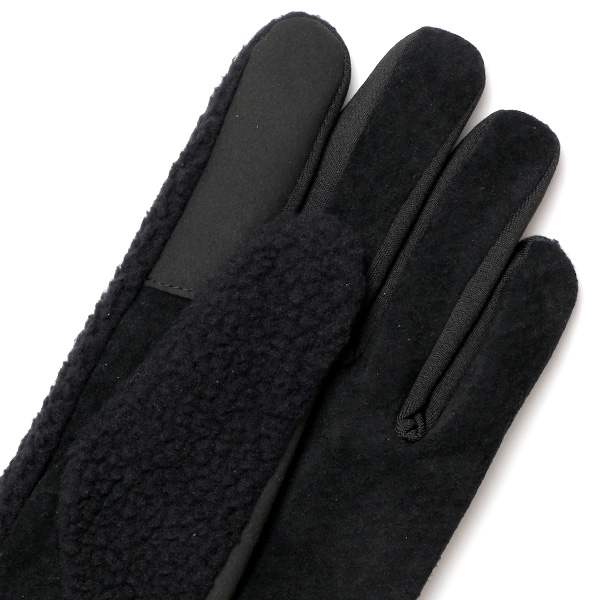 手袋 メンズ ボア 暖かい 裏起毛 防寒 日本製 ブランド ブラック 黒 黒色 タッチパネル スマホ操作可能 アメカジ アウトドア スポーツ おしゃれ 指無し グローブ KURODA(クロダ)