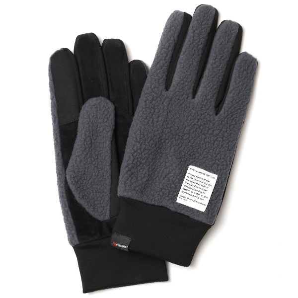  手袋 メンズ ボア 暖かい 裏起毛 防寒 日本製 ブランド グレー グレイ 灰色 タッチパネル スマホ操作可能 アメカジ アウトドア スポーツ おしゃれ 指無し グローブ KURODA(クロダ)