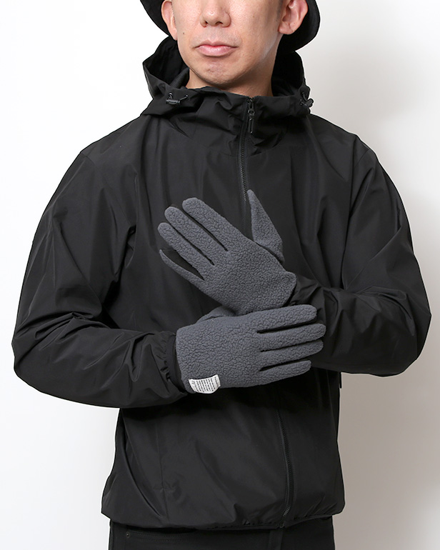 手袋 メンズ ボア 暖かい 裏起毛 防寒 日本製 ブランド グレー グレイ 灰色 タッチパネル スマホ操作可能 アメカジ アウトドア スポーツ おしゃれ 指無し グローブ KURODA(クロダ)