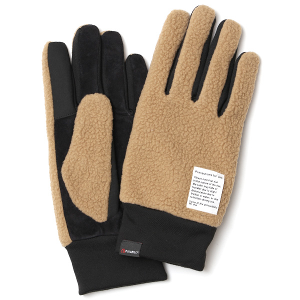 手袋 メンズ ボア 暖かい 裏起毛 防寒 日本製 ブランド ベージュ 肌色 タッチパネル スマホ操作可能 アメカジ アウトドア スポーツ おしゃれ 指無し グローブ KURODA(クロダ)