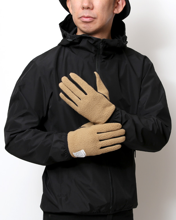 手袋 メンズ ボア 暖かい 裏起毛 防寒 日本製 ブランド ベージュ 肌色 タッチパネル スマホ操作可能 アメカジ アウトドア スポーツ おしゃれ 指無し グローブ KURODA(クロダ)