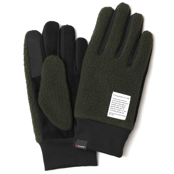  手袋 メンズ ボア 暖かい 裏起毛 防寒 日本製 ブランド グリーン 緑色 タッチパネル スマホ操作可能 アメカジ アウトドア スポーツ おしゃれ 指無し グローブ KURODA(クロダ)