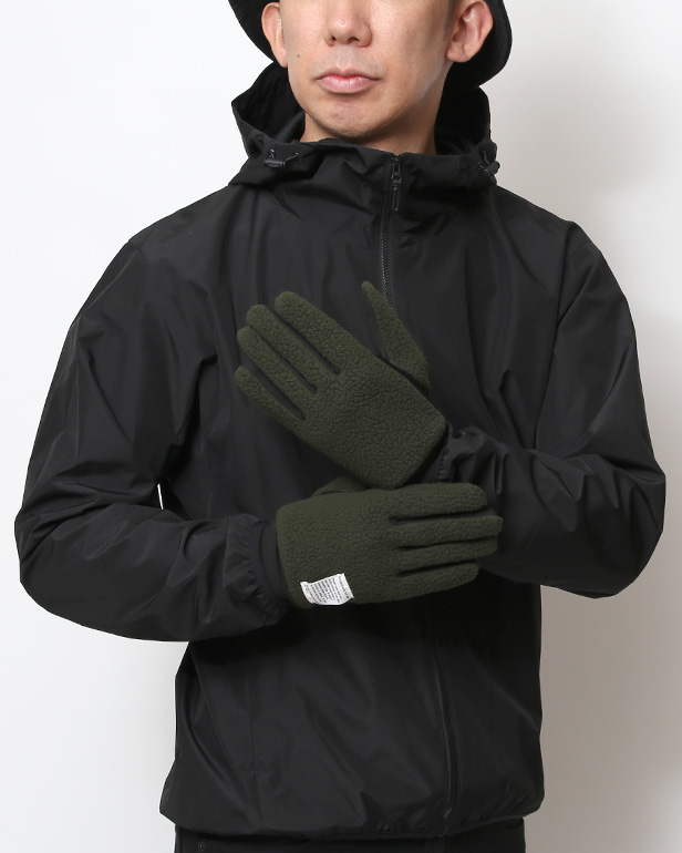 手袋 メンズ ボア 暖かい 裏起毛 防寒 日本製 ブランド グリーン 緑色 タッチパネル スマホ操作可能 アメカジ アウトドア スポーツ おしゃれ 指無し グローブ KURODA(クロダ)